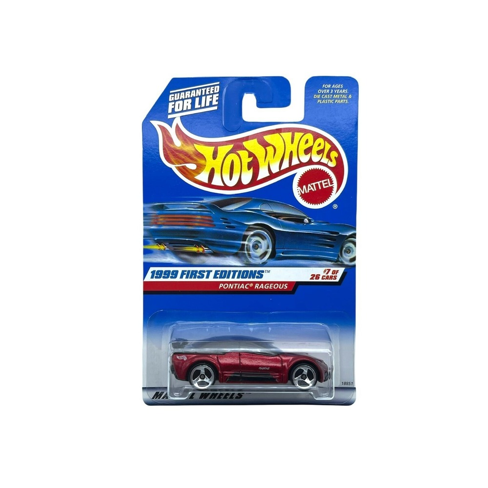 Hot Wheels 1999 First Editions Pontiac Rageous Car Red 1/64‎ Collector #675